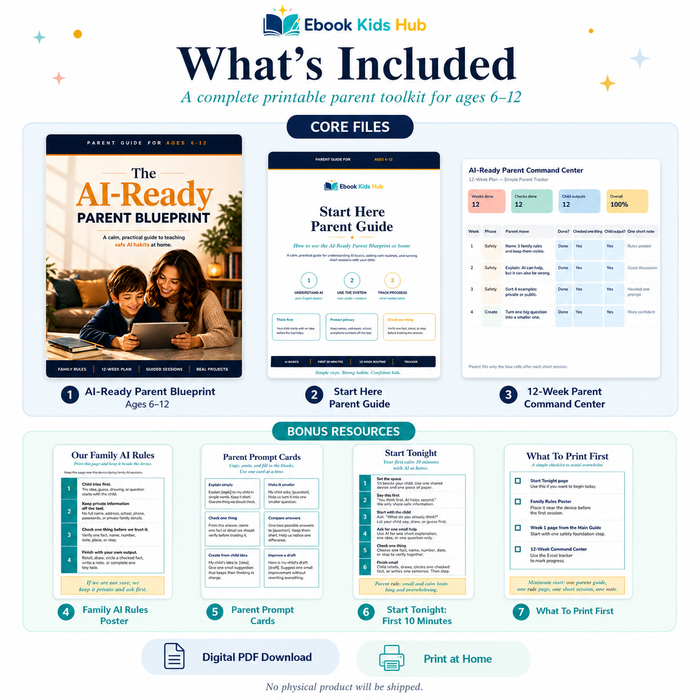 AI-Ready Parent Blueprint Ages 6–12 | Safe AI Habits Parent Toolkit - Family rules