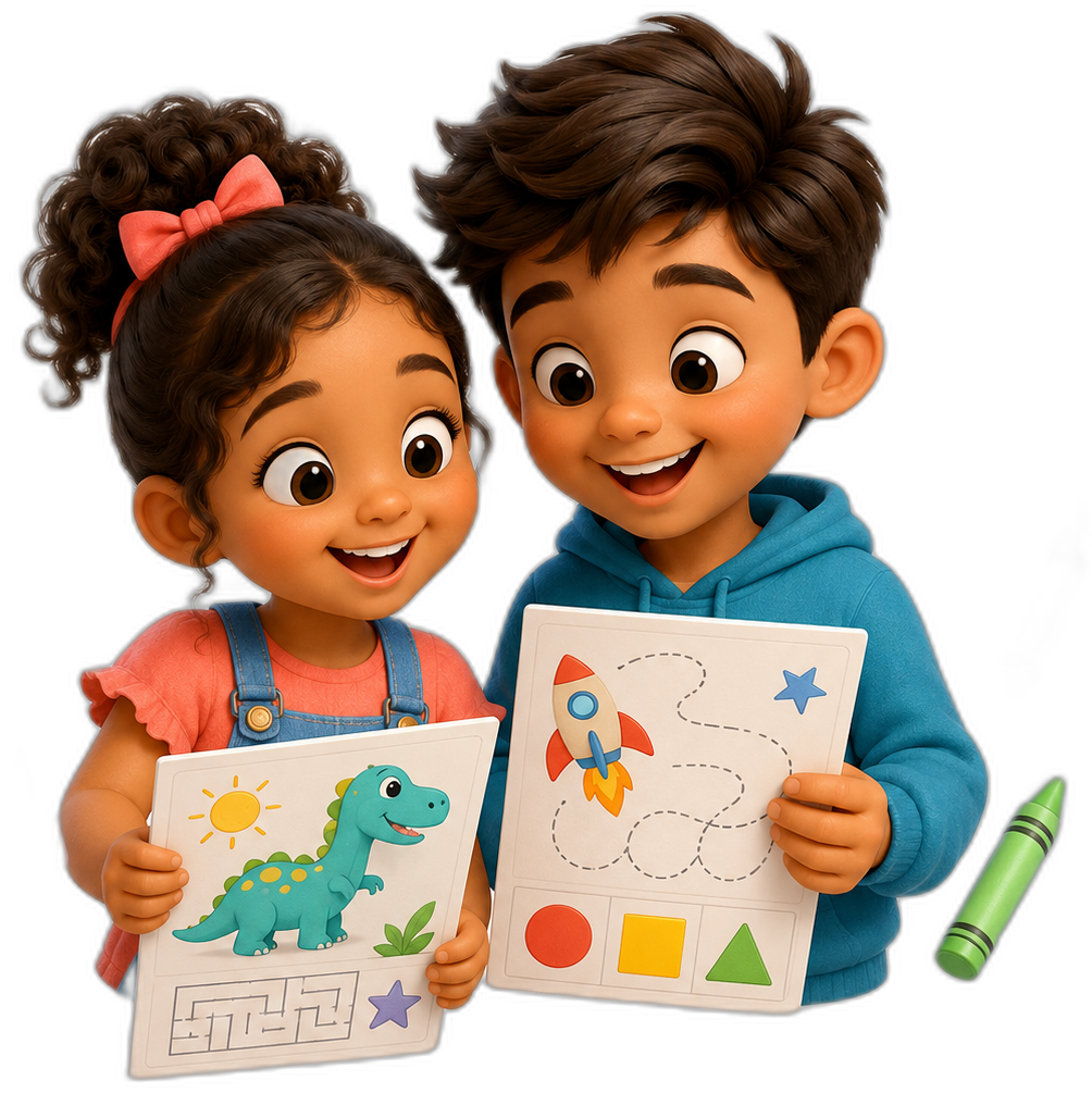 Happy kids learning with printables