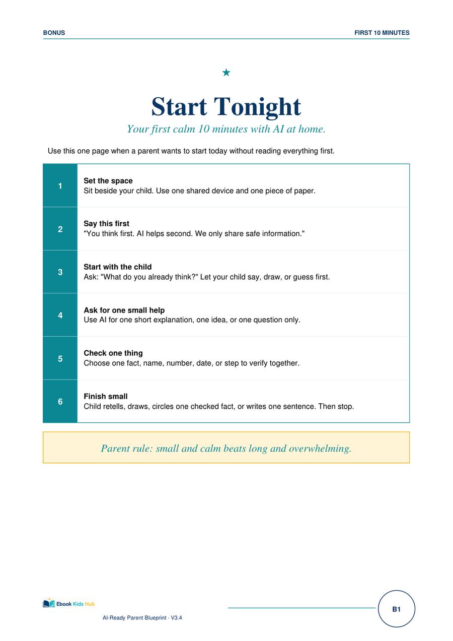 Real page — Start Tonight checklist