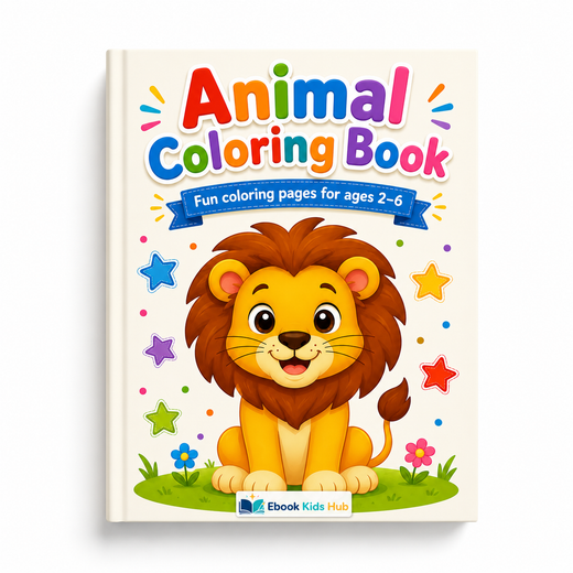 Animal Coloring Book for Kids – 12 Printable Coloring Pages PDF | Ages 2–6