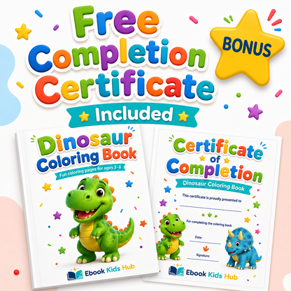 Dinosaur Coloring Book for Kids – 12 Printable Coloring Pages PDF | Ages 3–8