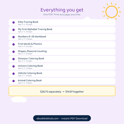 The Everything Pack - All 9 Printable Books, 190 Pages | Ages 2-8