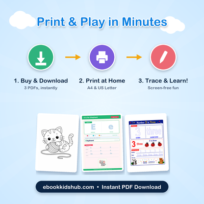 Early Learning Printable Workbook Bundle – 3 Kids PDF Workbooks | Ages 2–6