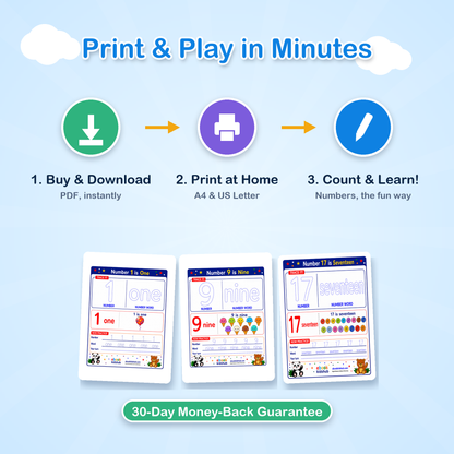 Print at home instant download number tracing worksheets for kids