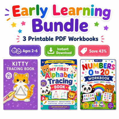 Early Learning Printable Workbook Bundle – 3 Kids PDF Workbooks | Ages 2–6