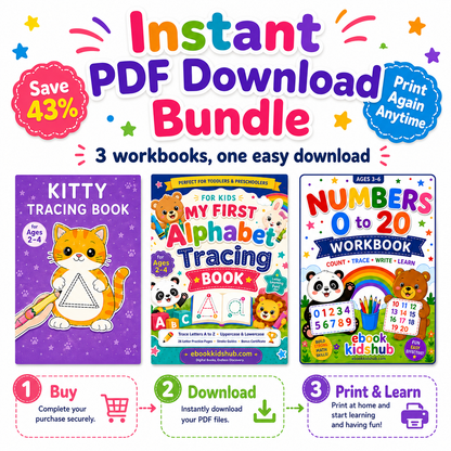 Early Learning Printable Workbook Bundle – 3 Kids PDF Workbooks | Ages 2–6