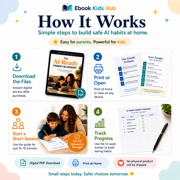 AI-Ready Parent Blueprint Ages 6–12 | Safe AI Habits Parent Toolkit - 12-week routine
