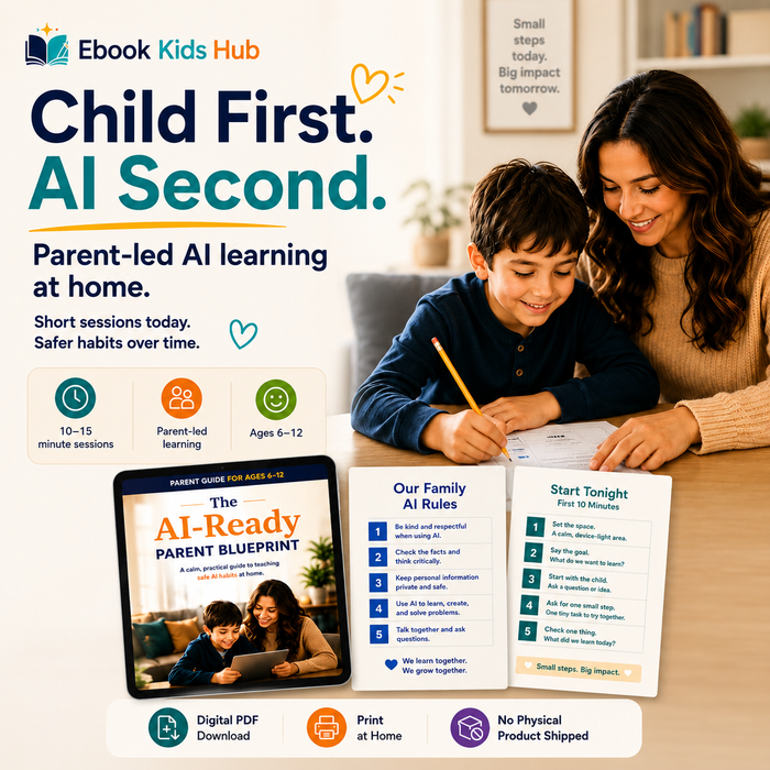 AI-Ready Parent Blueprint Ages 6–12 | Safe AI Habits Parent Toolkit - Download and print