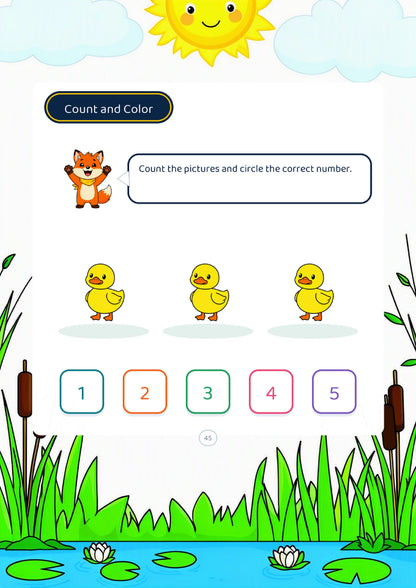 Counting and colouring page from the Big Preschool Book printable PDF