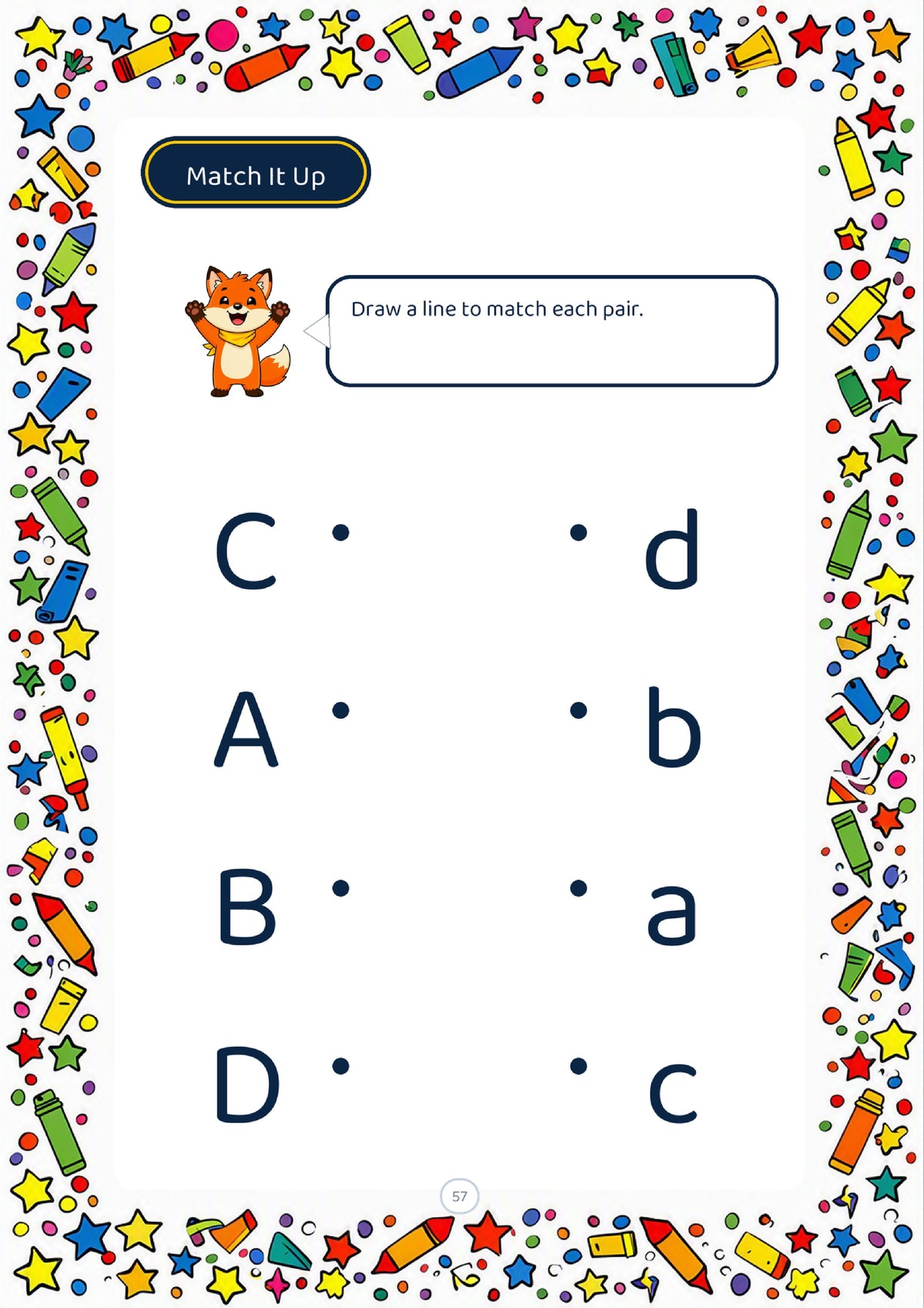 Uppercase to lowercase matching page from the Big Preschool Book printable PDF