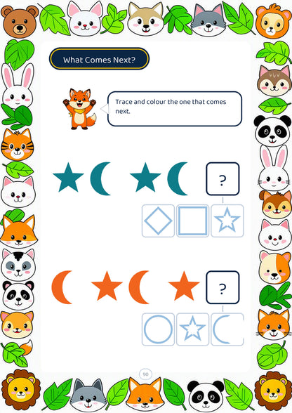 Trace and colour pattern page from the Big Preschool Book printable PDF