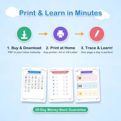 First Words & Phonics Activity Book for Kids Ages 4–6 | 26-Page Printable PDF