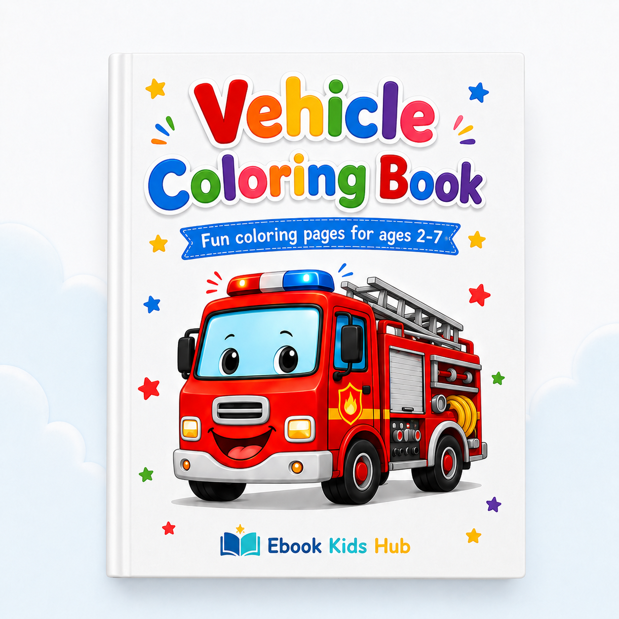 Vehicle Coloring Book for Kids – 12 Printable Coloring Pages PDF | Ages 2–7