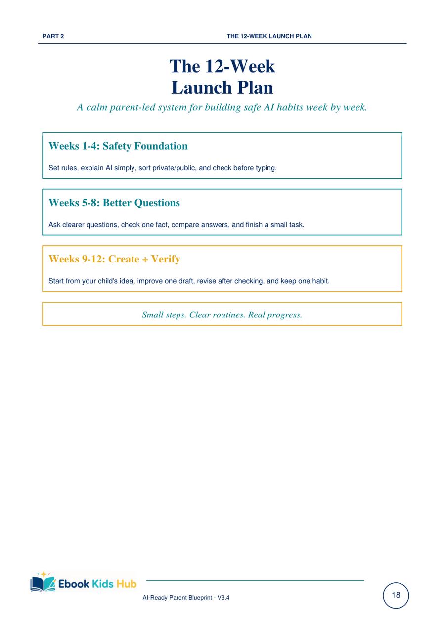 Real page — the 12-week launch plan