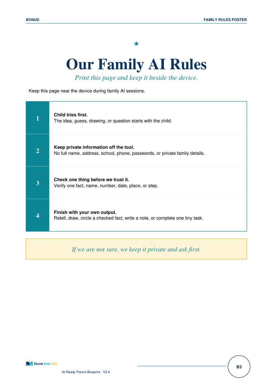 Real page — Our Family AI Rules poster