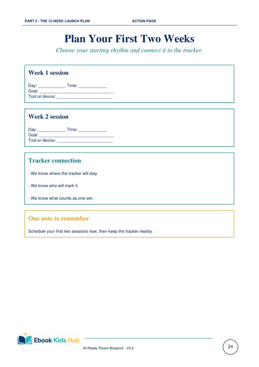 Real page — plan your first two weeks